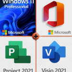 Microsoft Visio 2021 Standard + Microsoft Project 2021 Professional + Microsoft Office 2021 Professional Plus + Microsoft Windows 11 Professional Lizenz für 3 PC