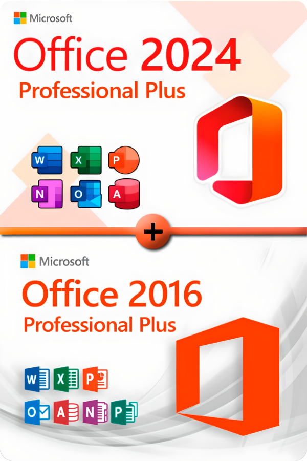 Microsoft Office 2024 Professional Plus + Microsoft Office 2016 Professional Plus Lizenz für 3 PC