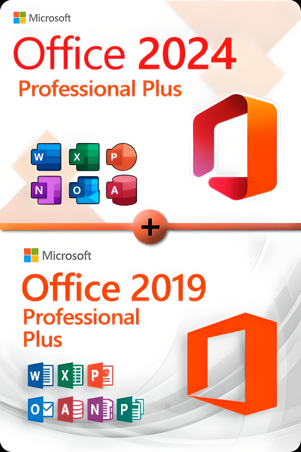 Microsoft Office 2024 Professional Plus + Microsoft Office 2019 Professional Plus Lizenz für 3 PC