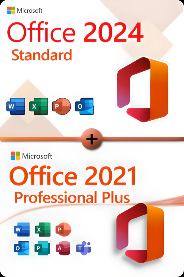 Microsoft Office 2024 Standard + Microsoft Office 2021 Professional Plus für 3 PC