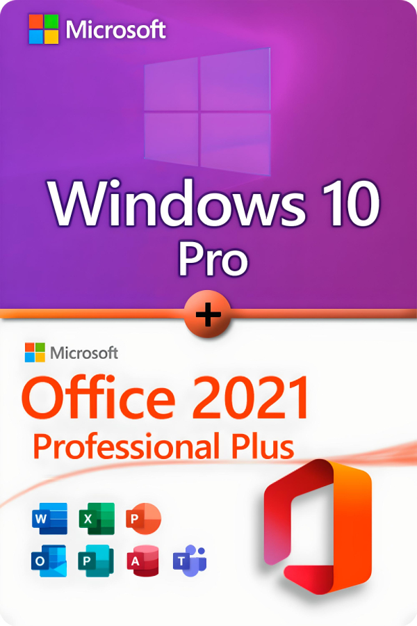 Microsoft Windows 10 Professional + Microsoft Office 2021 Professional Plus Lizenz für 3 PC