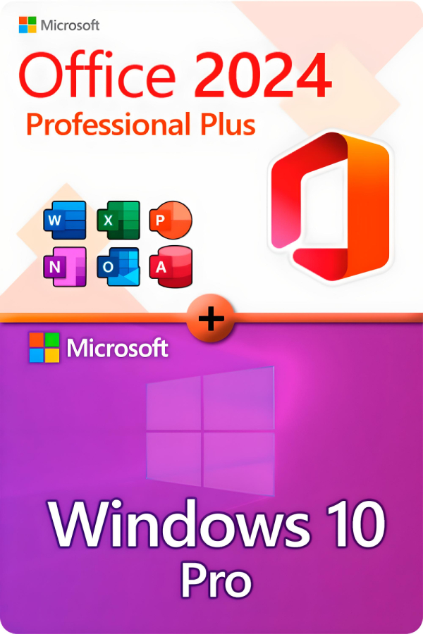 Microsoft Office 2024 Professional Plus + Microsoft Windows 10 Professional für 3 PC