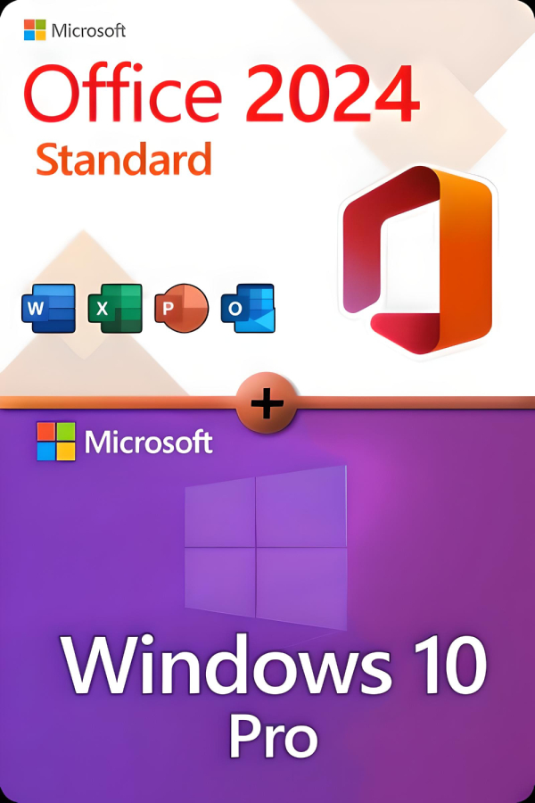 Microsoft Office 2024 Standard + Microsoft Windows 10 Professional für 3 PC