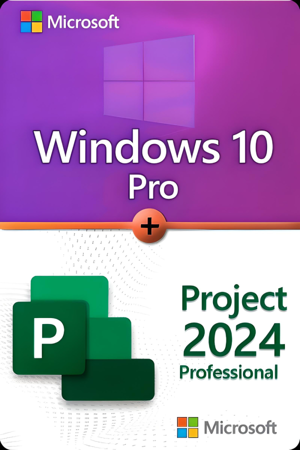 Microsoft Windows 10 Professional + Microsoft Project 2024 Professional Lizenz für 3 PC