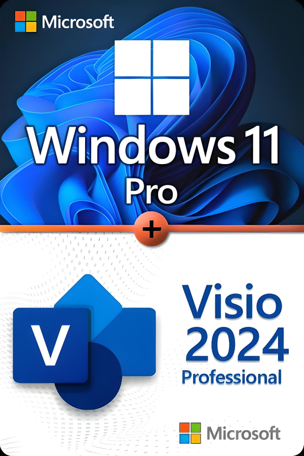 Microsoft Windows 11 Professional + Microsoft Visio 2024 Professional Lizenz für 3 PC