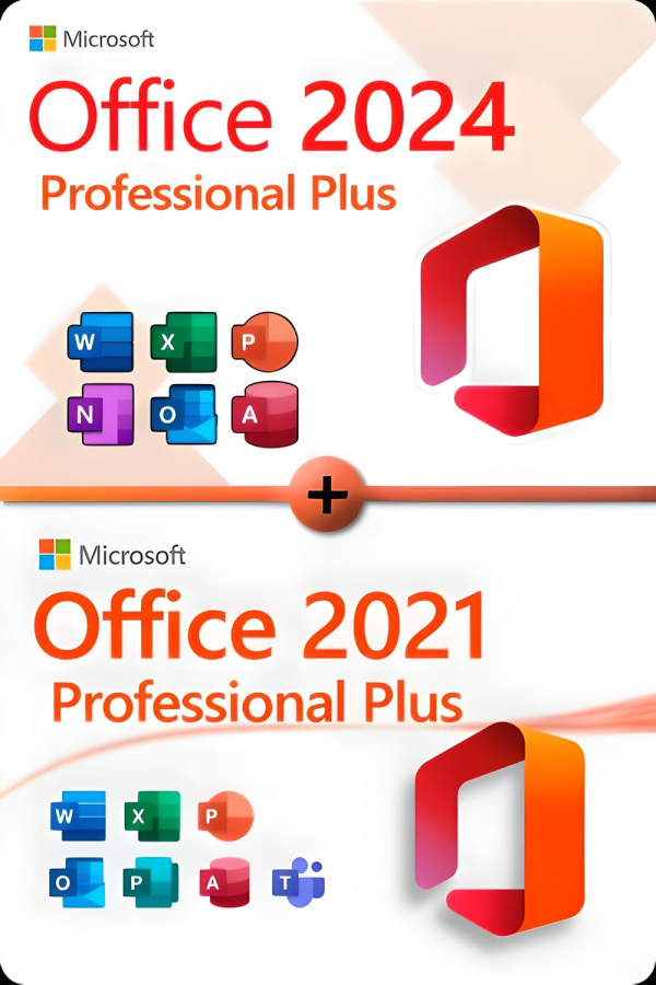 Microsoft Office 2024 Professional Plus + Microsoft Office 2021 Professional Plus Lizenz für 3 PC