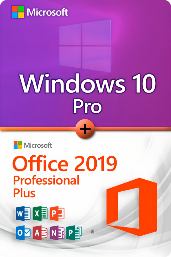 Microsoft Windows 10 Professional + Microsoft Office 2019 Professional Plus Lizenz für 3 PC