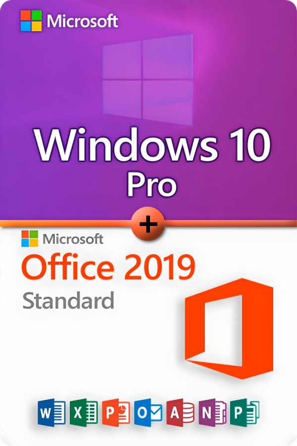 Microsoft Windows 10 Professional + Microsoft Office 2019 Standard Lizenz für 3 PC