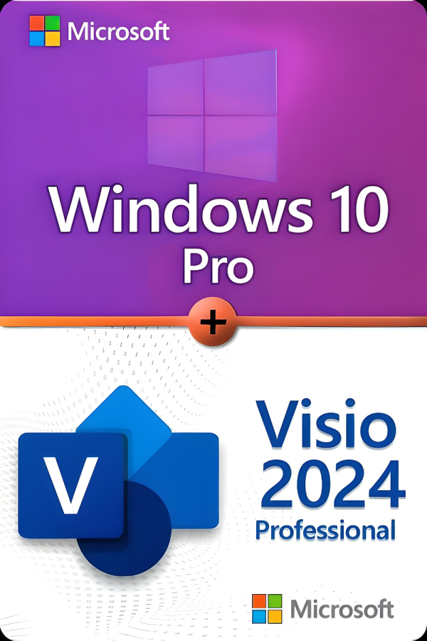 Microsoft Windows 10 Professional + Microsoft Visio 2024 Professional Lizenz für 3 PC