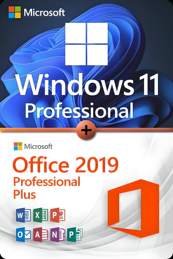 Microsoft Windows 11 Professional + Microsoft Office 2019 Professional Plus Lizenz für 3 PC