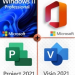 Microsoft Visio 2021 Standard + Microsoft Project 2021 Professional + Microsoft Office 2021 Professional Plus, Microsoft Windows 11 Professional Lizenz für 3 PC