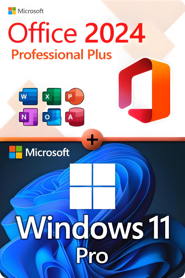 Microsoft Office 2024 Professional Plus + Microsoft Windows 11 Professional Lizenz für 3 PC