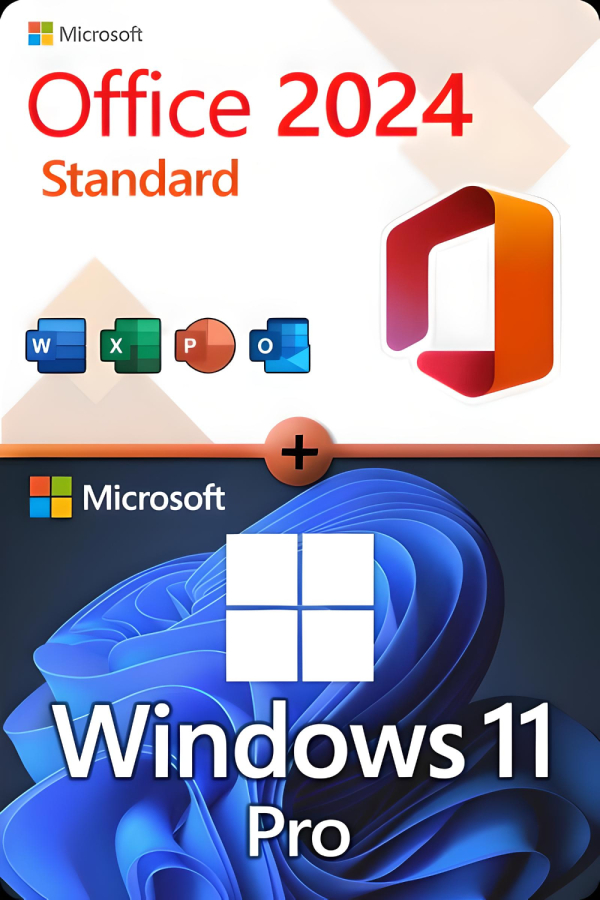 Microsoft Office 2024 Standard + Microsoft Windows 11 Professional für 3 PC