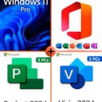 Microsoft Windows 11 Pro + Microsoft Office 2024 Pro Plus + Microsoft Visio 2024 Pro + Microsoft Project 2024 Pro Lizenz für 3 PC