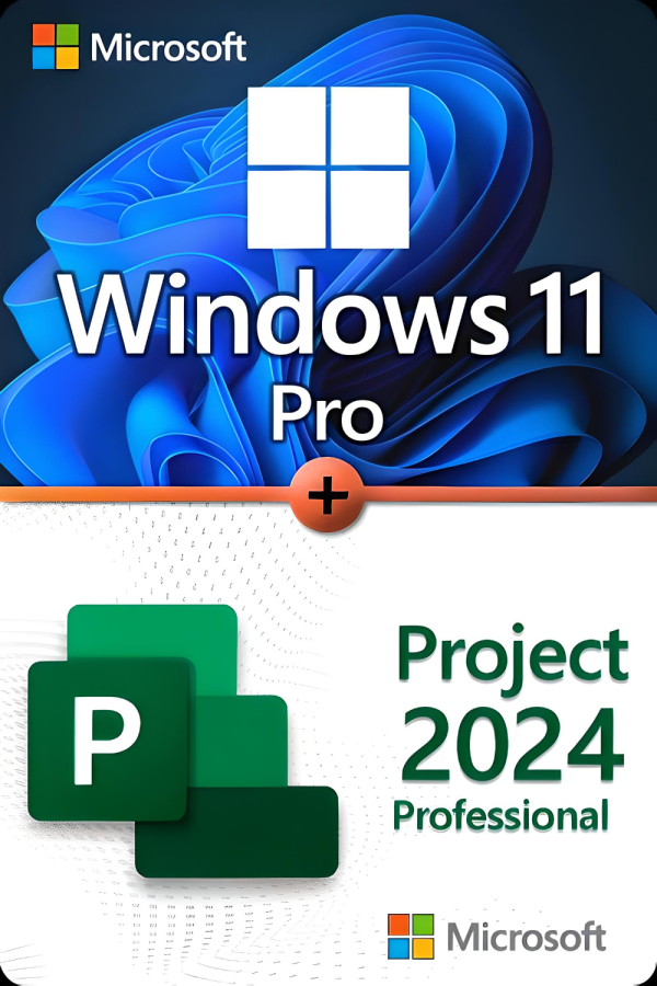 Microsoft Windows 11 Professional + Microsoft Project 2024 Professional Lizenz für 3 PC